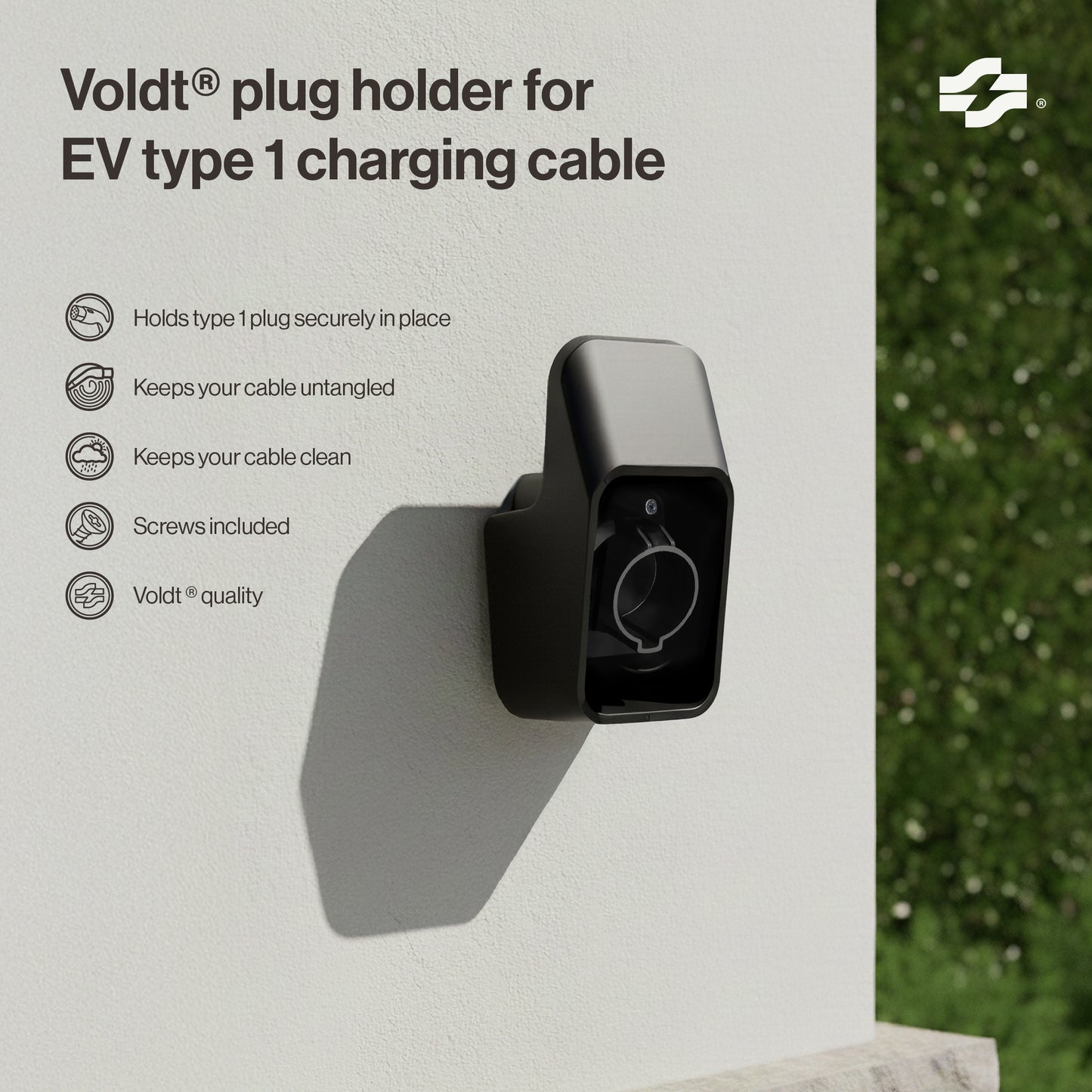 Plug holder for EV type 1 charging cable