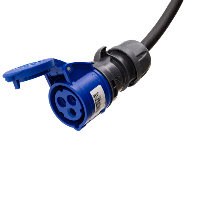 Adapter cable type 2 (charging station side) to 3-pole 16A blue commando socket