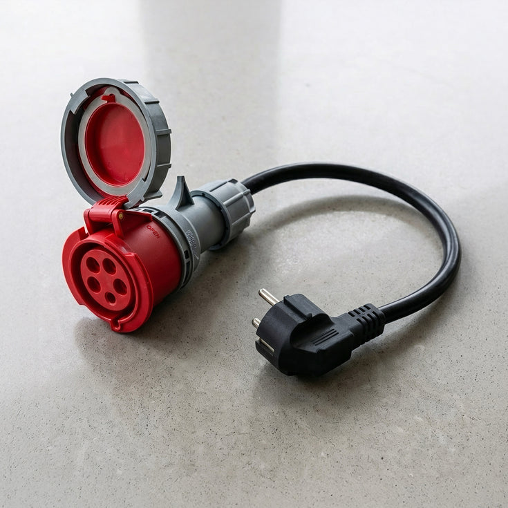 32A 5-pole commando to Schuko Adapter