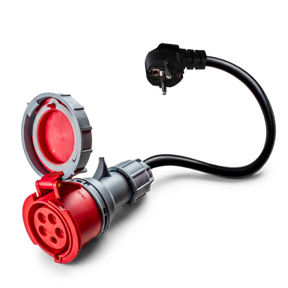 32A 5-pole commando to Schuko Adapter