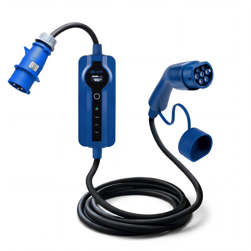 Voldt® Portable EV charger commando plug | 1 phase | 8A - 32A | 7.4kW + APP