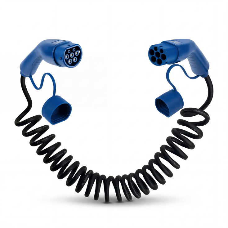 Type 2  | mode 3 | 16A | 11kW | coiled charging cable
