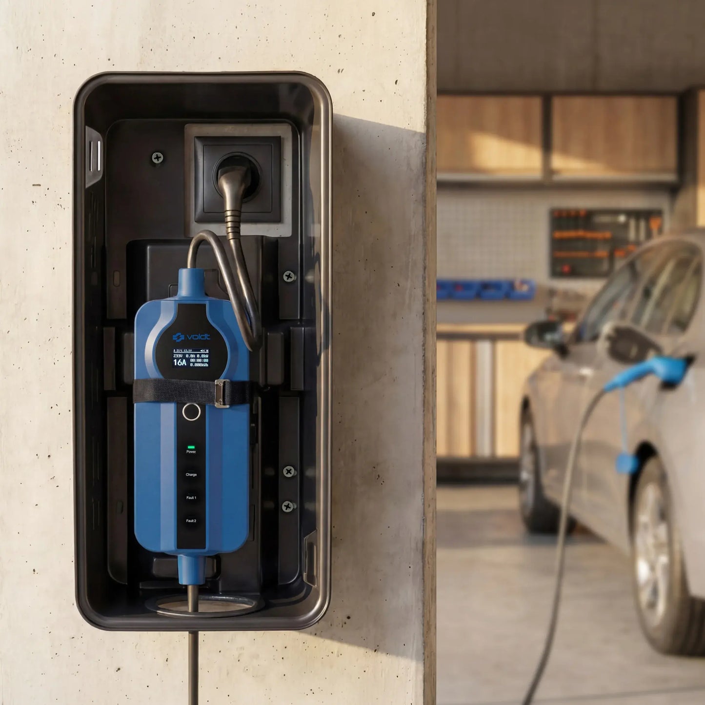 Voldt® Portable charger schuko 230V | 8A - 16A | 3,7kW + APP