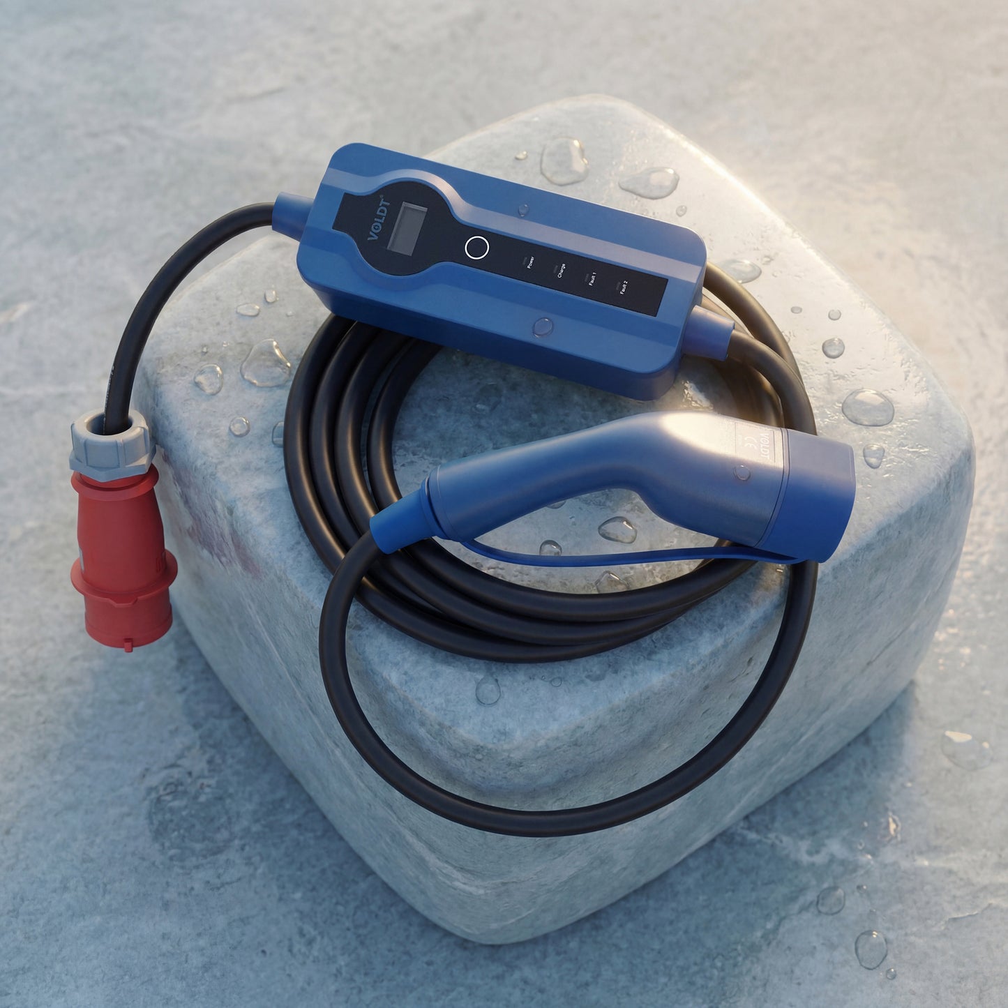 Voldt® Portable EV charger commando plug | 3 phase | 8A - 32A | 22kW + APP